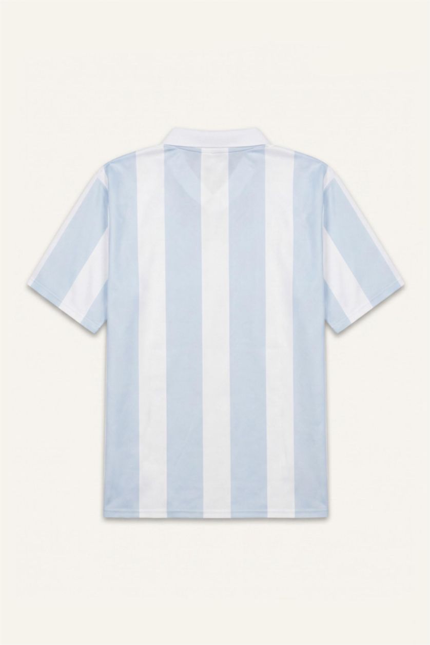 Men Light Blue Boxy Fit Tulle Short Sleeve T-Shirt