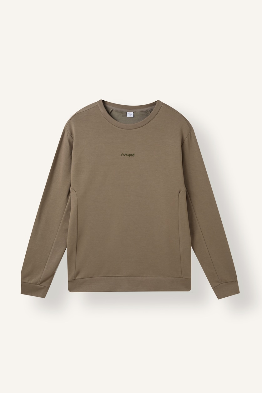 Erkek Haki Standart Fit Baskılı Detaylı Sweatshirt