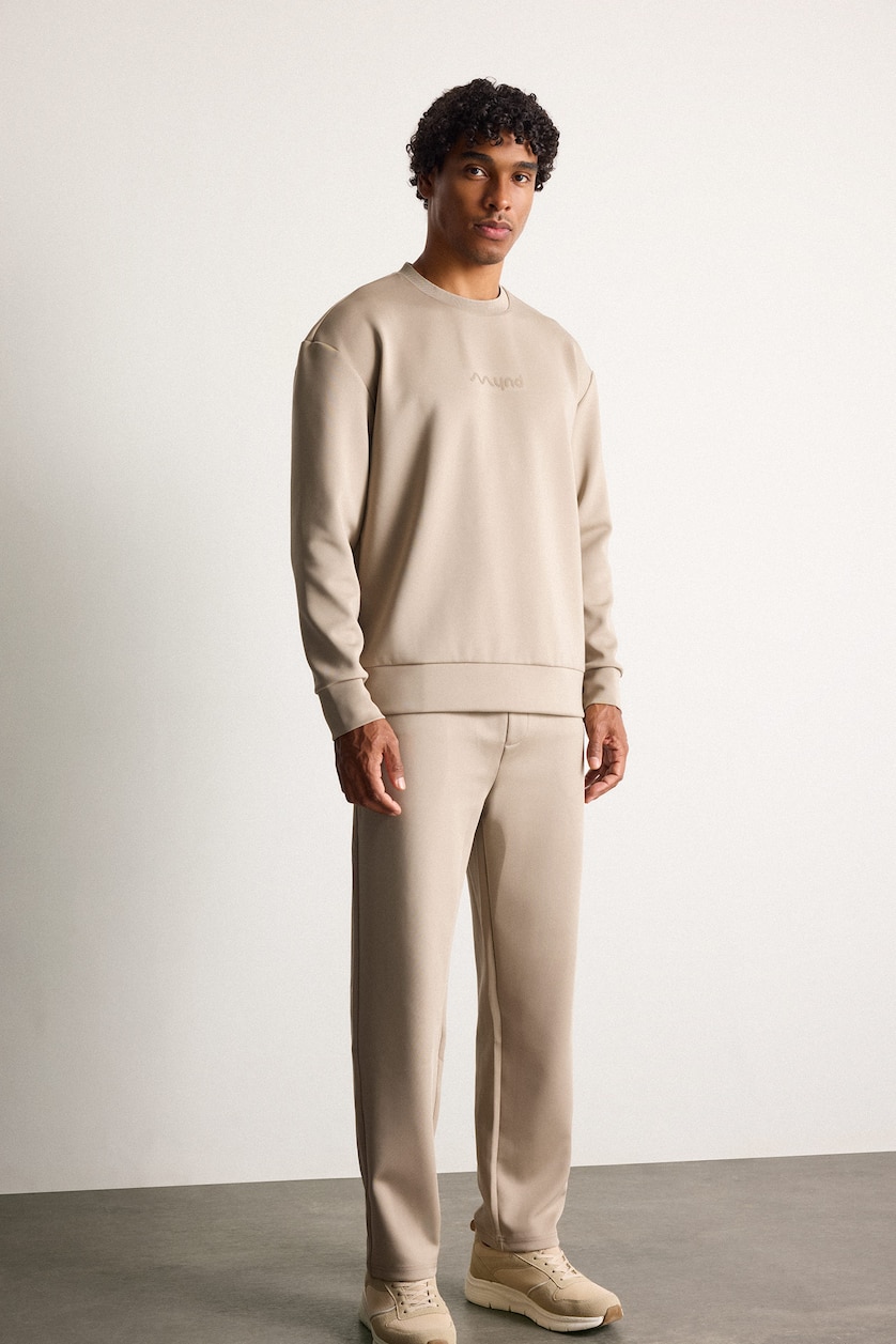 رجال بني Boxy Fit Scuba Fabric Sweatshirt