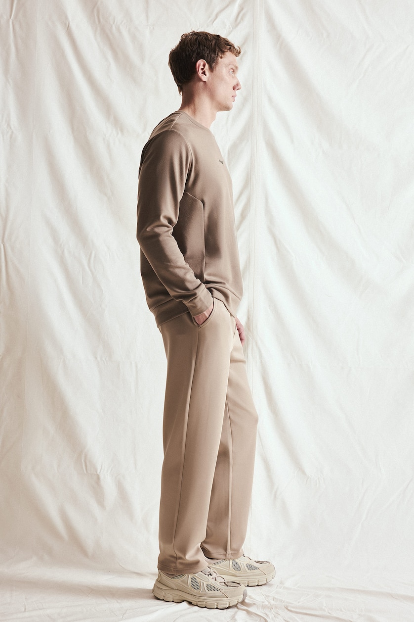 MAN Brown Standard Fit Scuba Fabric Jogger