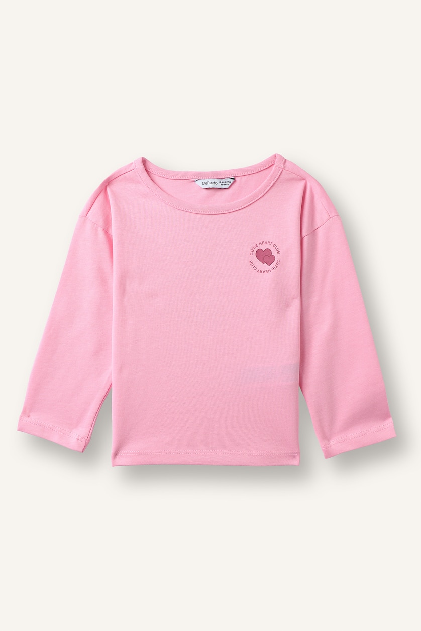 Baby Girl Pink Baby Girl Regular Fit Crew Neck Cotton T-Shirt