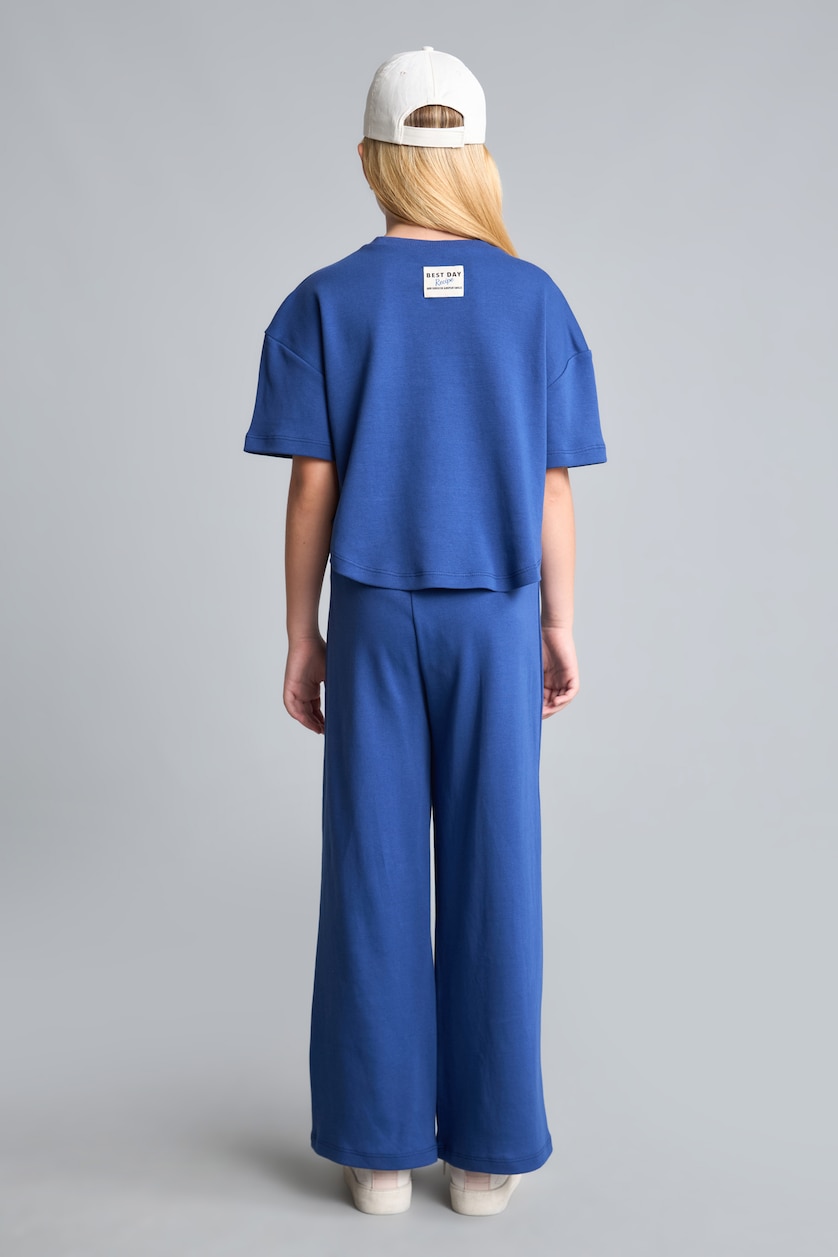 Young Girls - Teen Girls Indigo Ensembles indigo 100% coton T-shirt à manches courtes et Pantalon pour fille