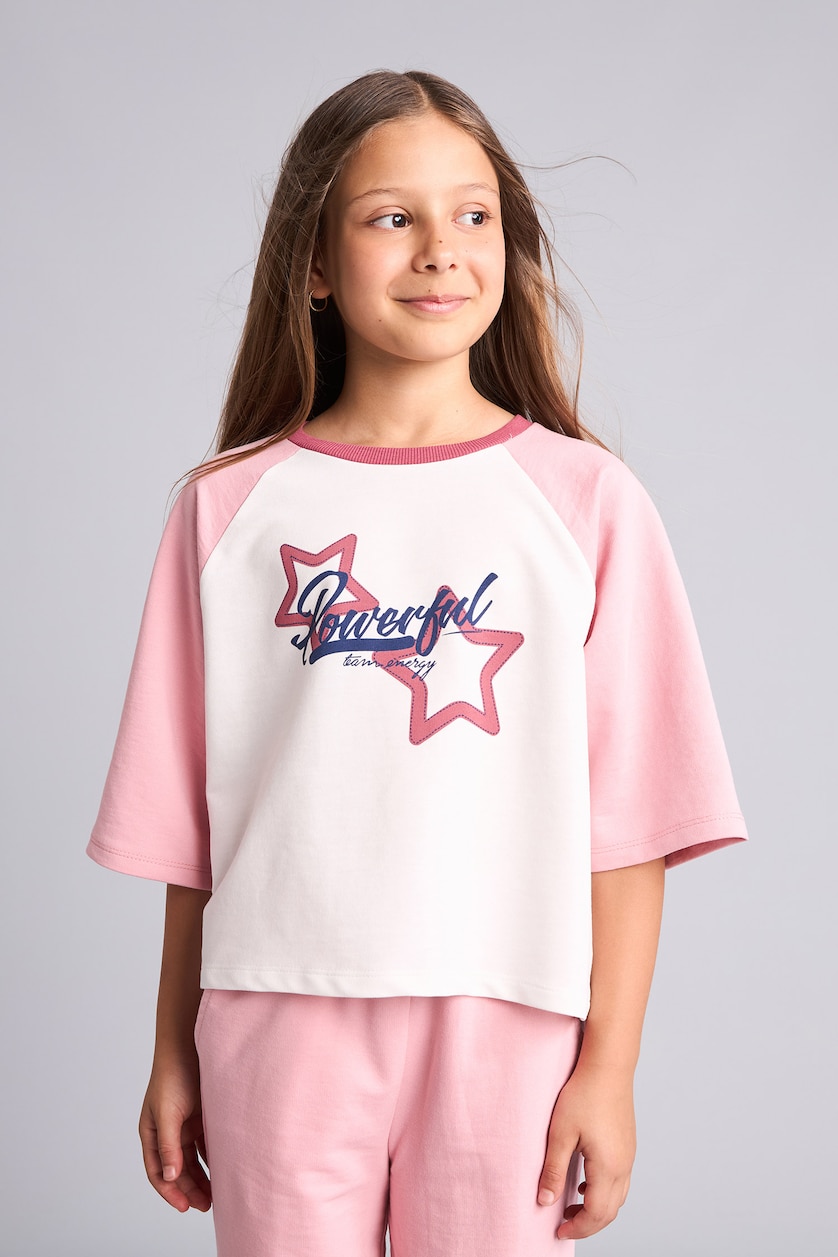Young Girls - Teen Girls White Girl 2 piece Regular Fit Printed T-shirt Sweatpants Set