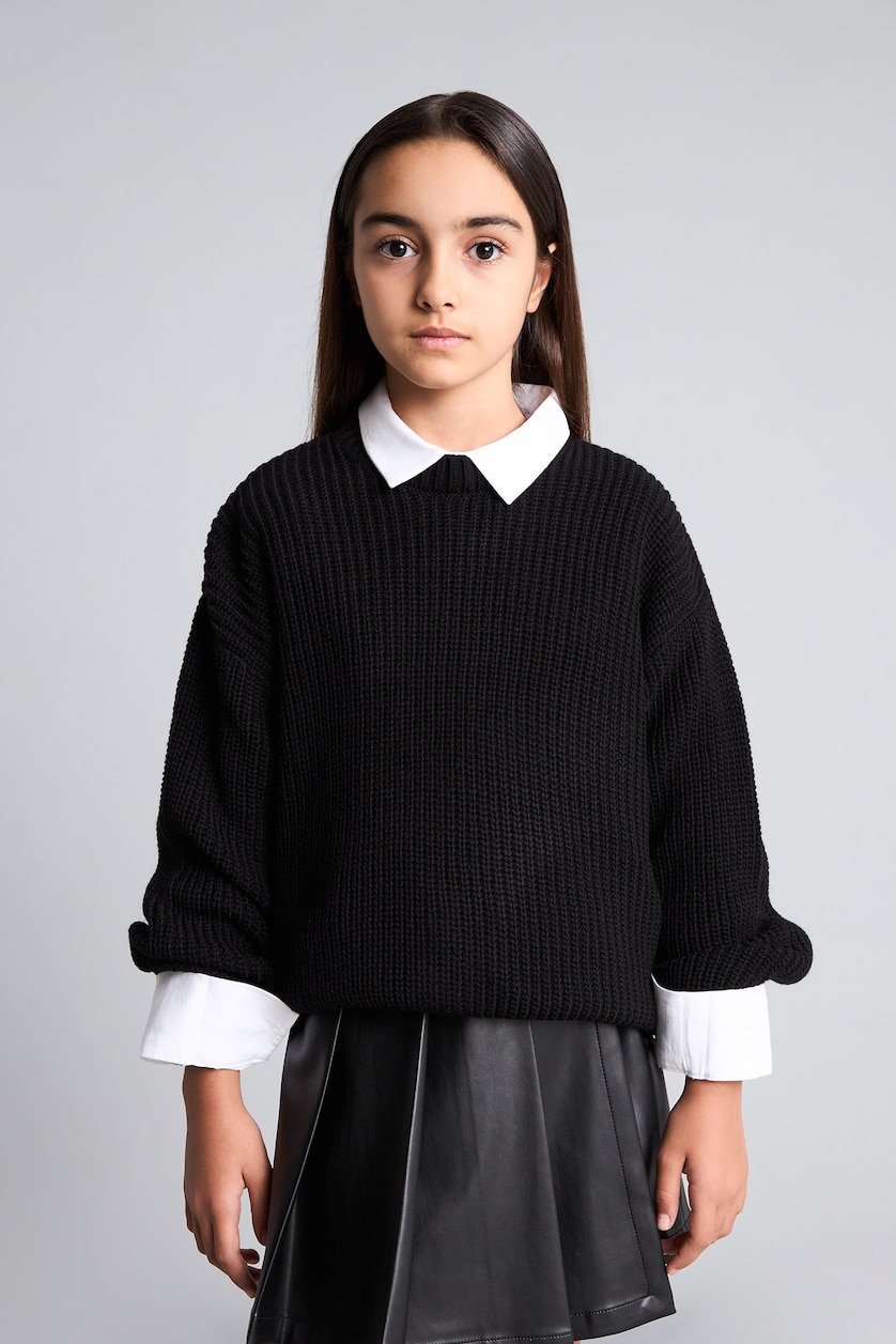 Young Girls - Teen Girls Black Girl Regular Fit Crew Neck Pullover