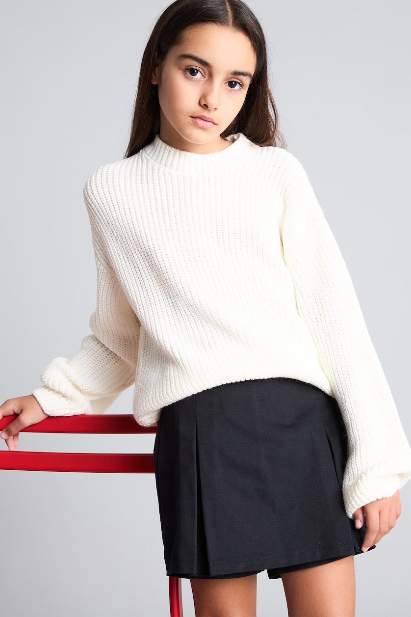 Young Girls - Teen Girls White Girl Regular Fit Crew Neck Pullover