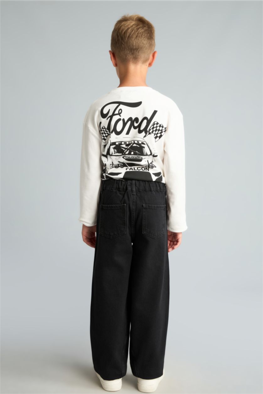 Erkek Çocuk - Genç Erkek Siyah Barrel Fit Jean Pantolon Erkek Çocuk