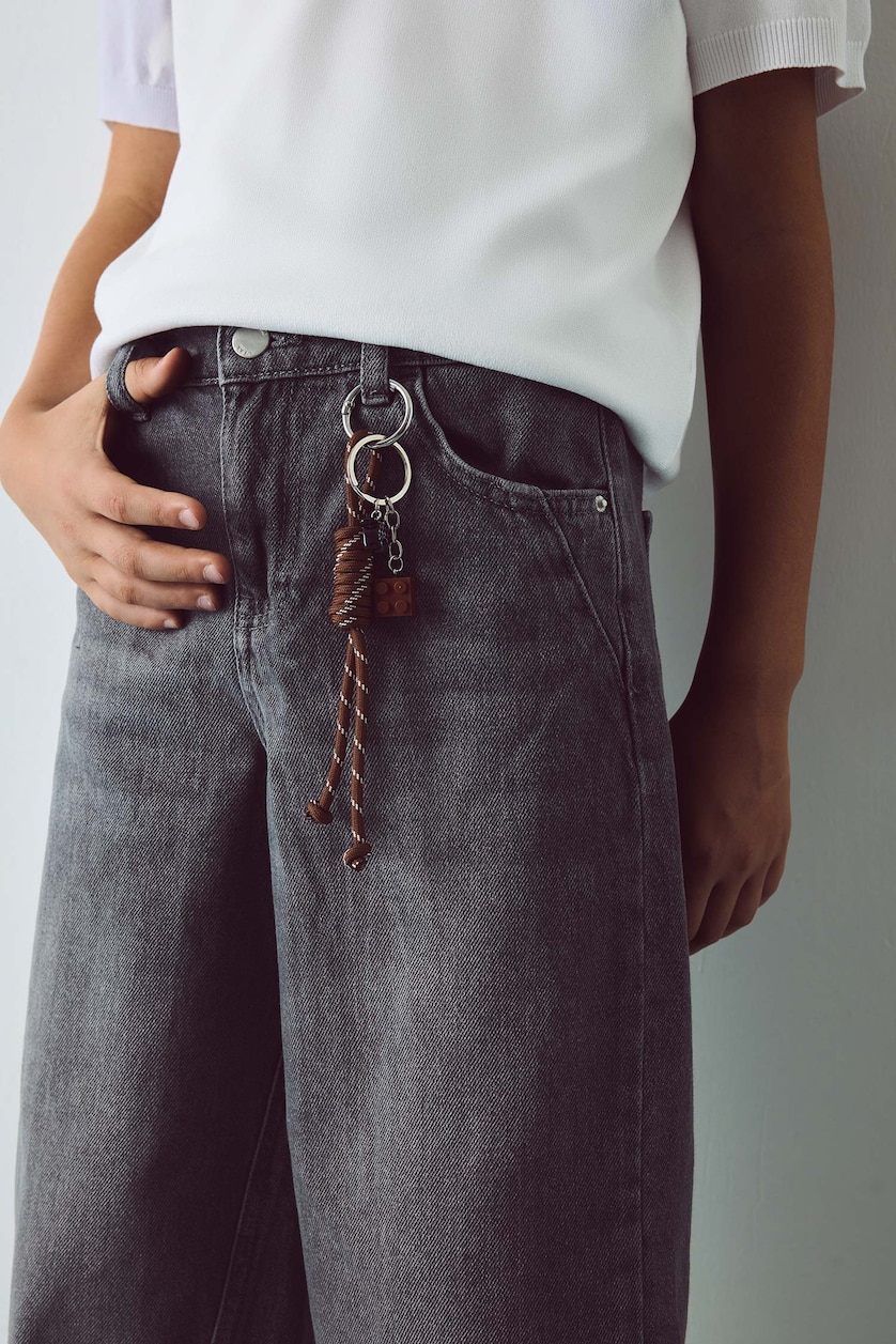 Erkek Çocuk - Genç Erkek Gri %100 Pamuk Barrel Fit Jean Pantolon Erkek Çocuk