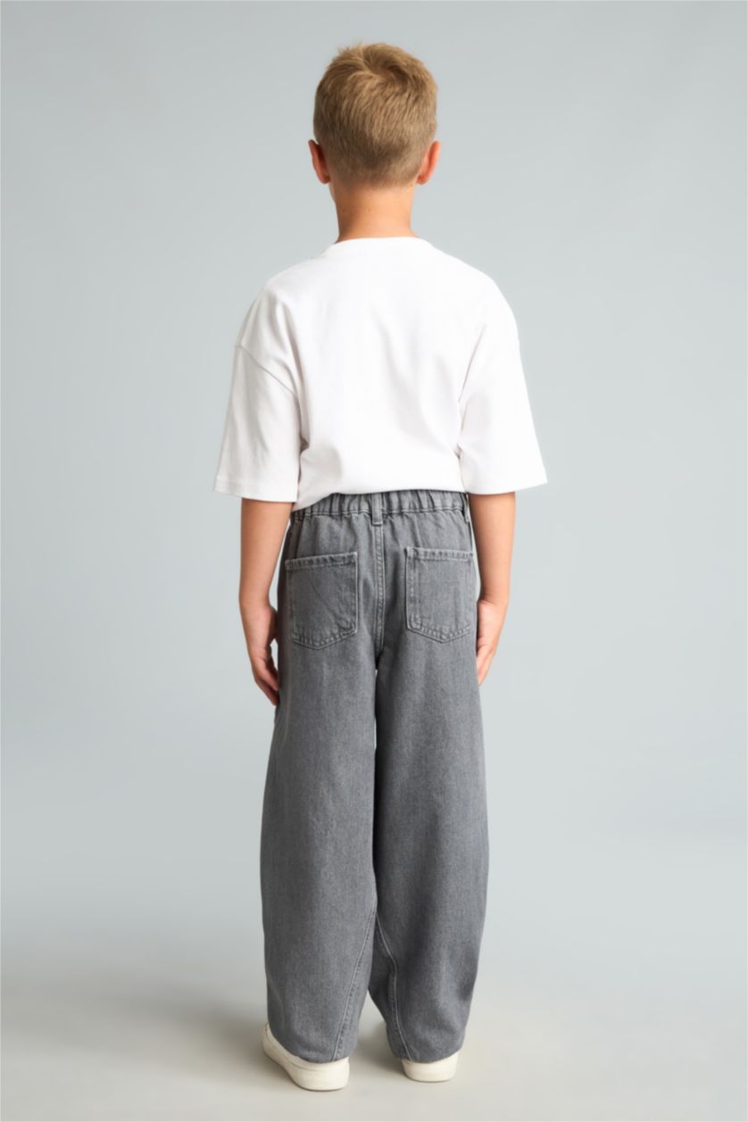 Erkek Çocuk - Genç Erkek Gri Barrel Fit Jean Pantolon Erkek Çocuk