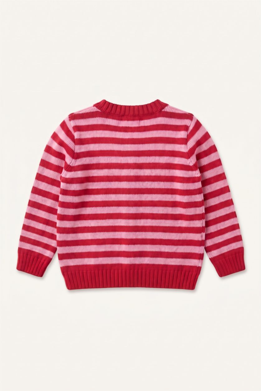 Baby Girls Red Regular Fit Crew Neck Cardigan