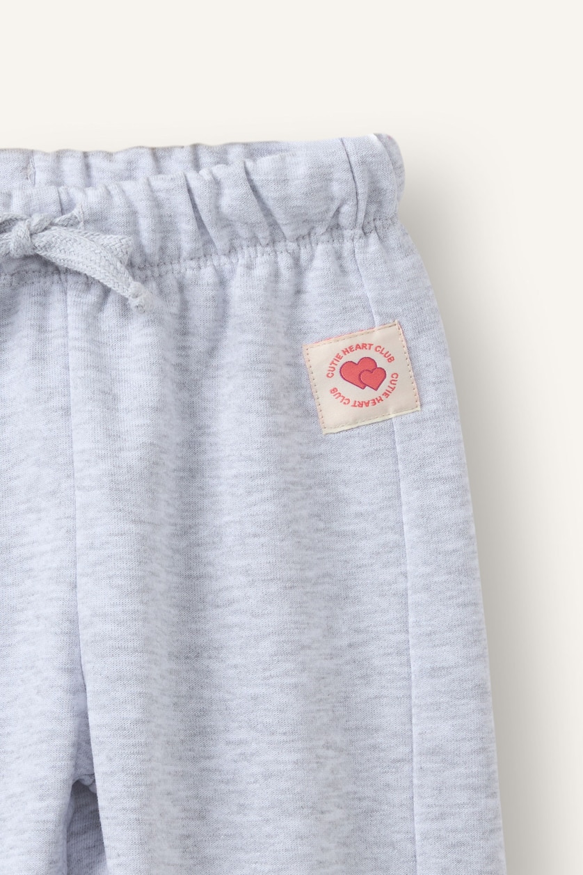 Baby Girl Light Grey Melange بنطرون بناتي قماش تقيل قصة عادية