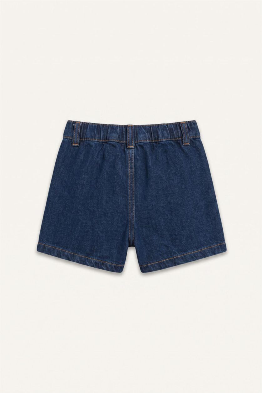 طفلة صغيرة أزرق غامق Baby Girl 100% Cotton Denim Shorts