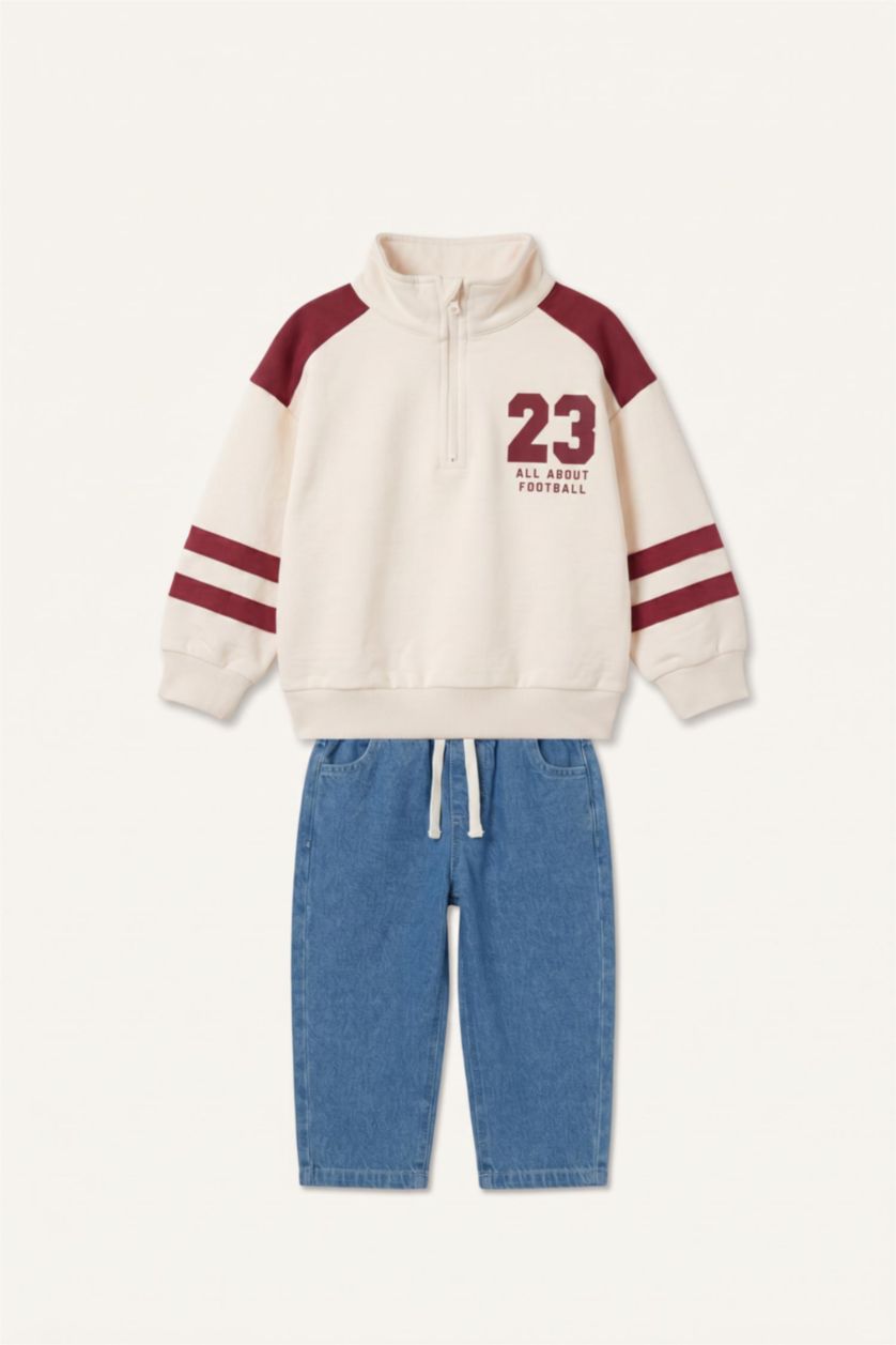 Baby Boys Ecru 2 piece Balloon Fit Crew Neck Set