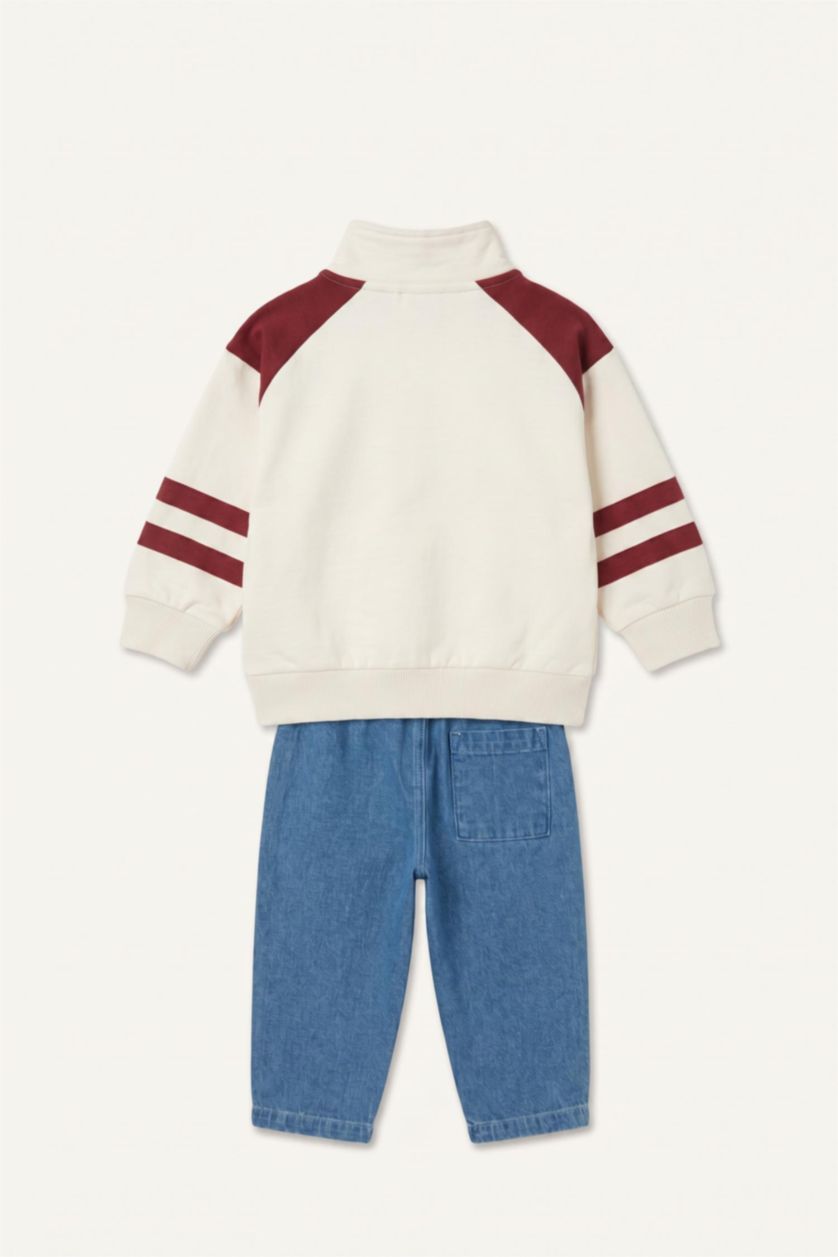 Baby Boys Ecru 2 piece Balloon Fit Crew Neck Set