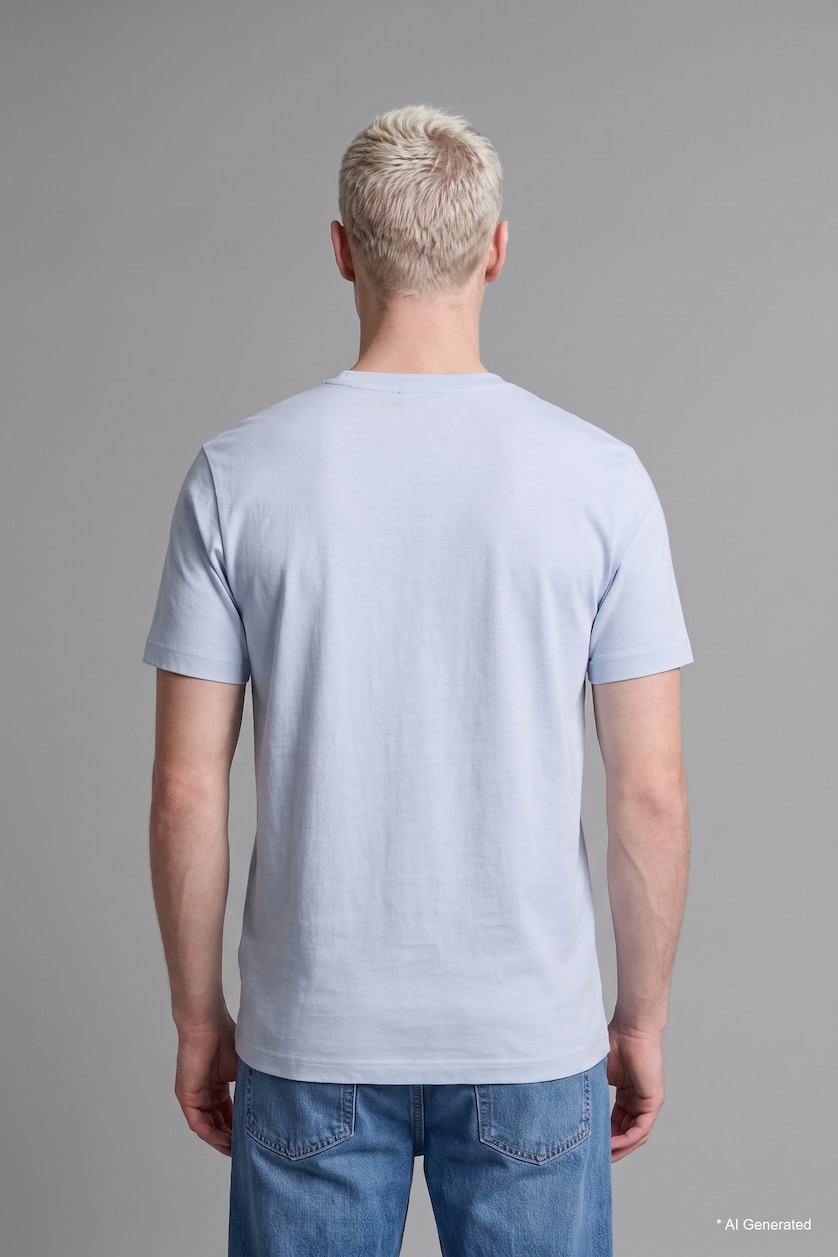 Men Light Blue Regular Fit Pique Short Sleeve T-Shirt