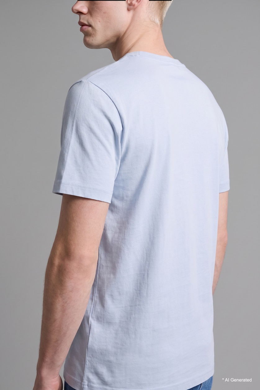 Men Light Blue Regular Fit Pique Short Sleeve T-Shirt
