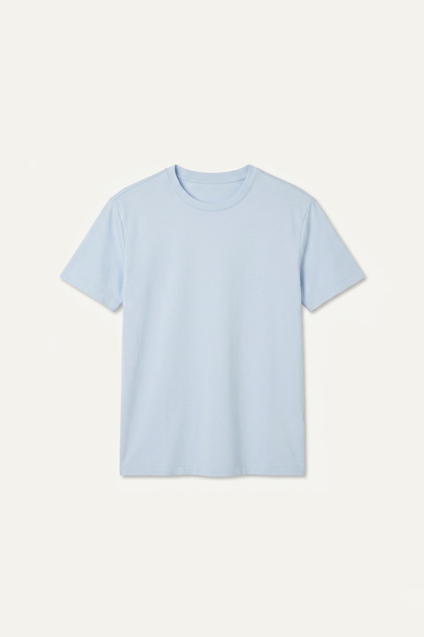 Men Light Blue Regular Fit Pique Short Sleeve T-Shirt