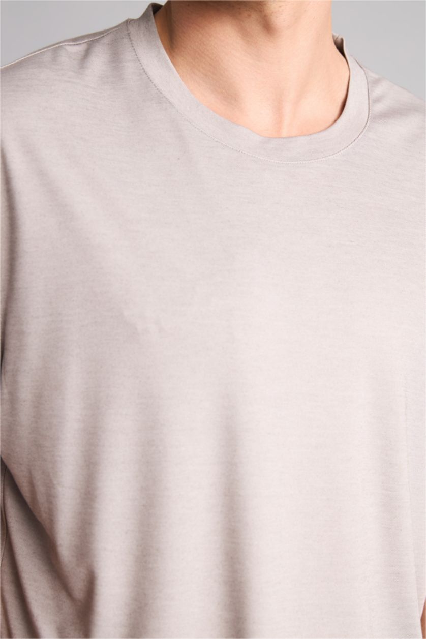 Men Grey Regular Fit Pique Short Sleeve T-Shirt