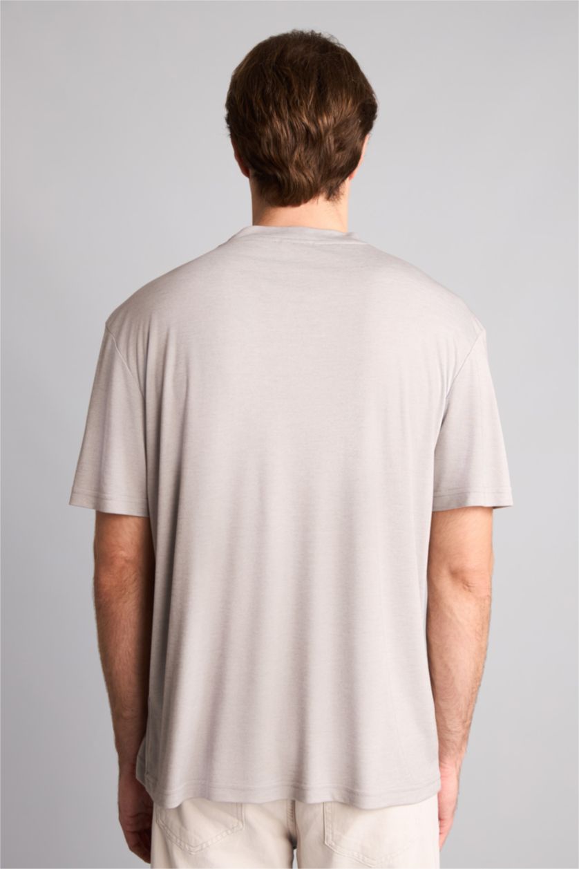Men Grey Regular Fit Pique Short Sleeve T-Shirt