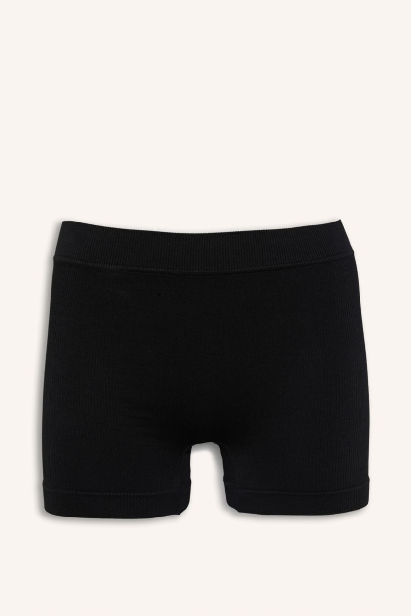 Kadın Siyah Fitilli Elastik Bel Seamless Boxer