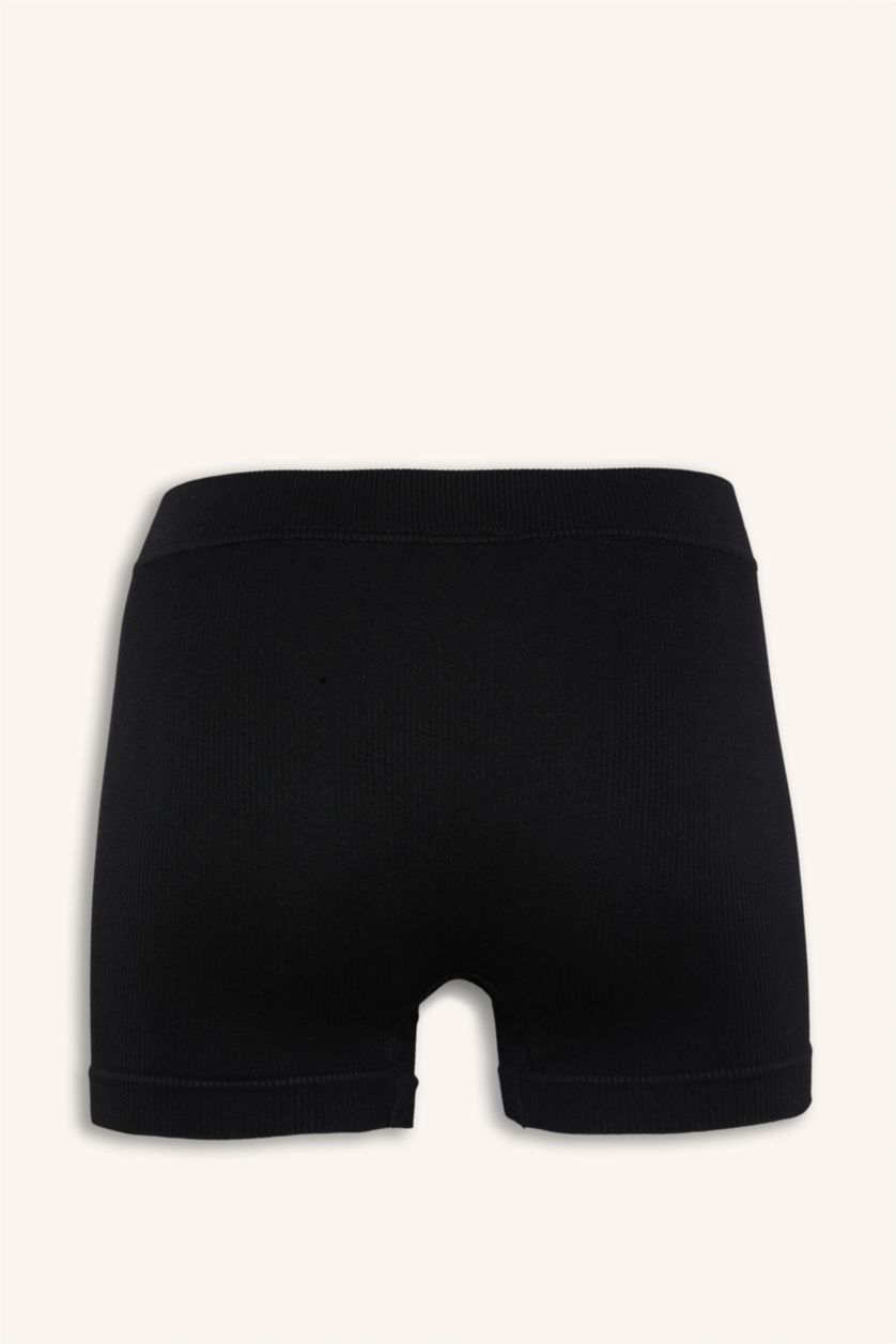 Kadın Siyah Fitilli Elastik Bel Seamless Boxer