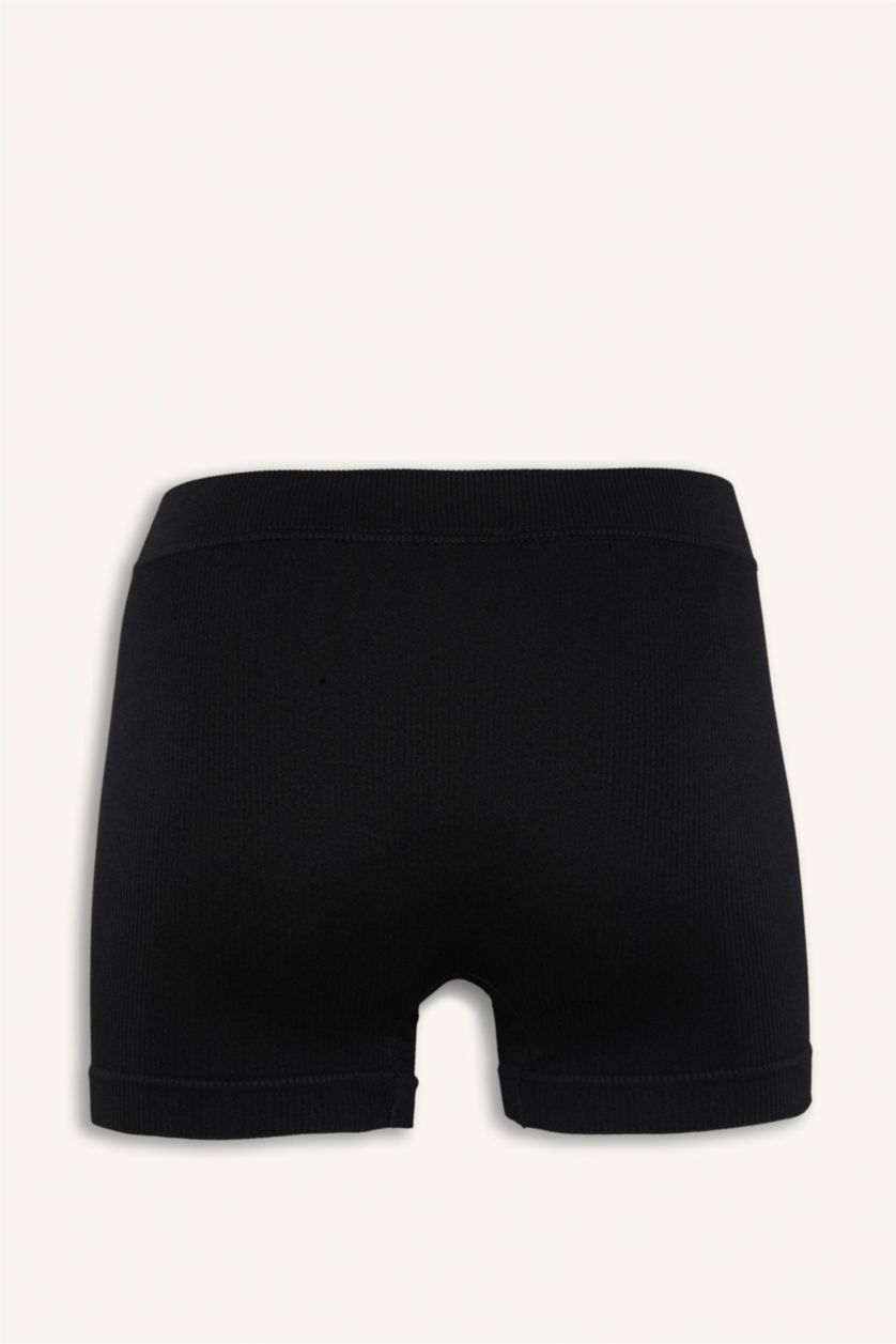 نساء أسود Ribbed Elastic Waist Seamless Boxer