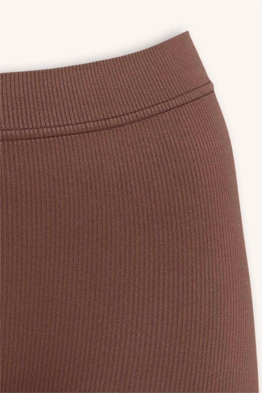 Kadın Kahve Fitilli Elastik Bel Seamless Boxer