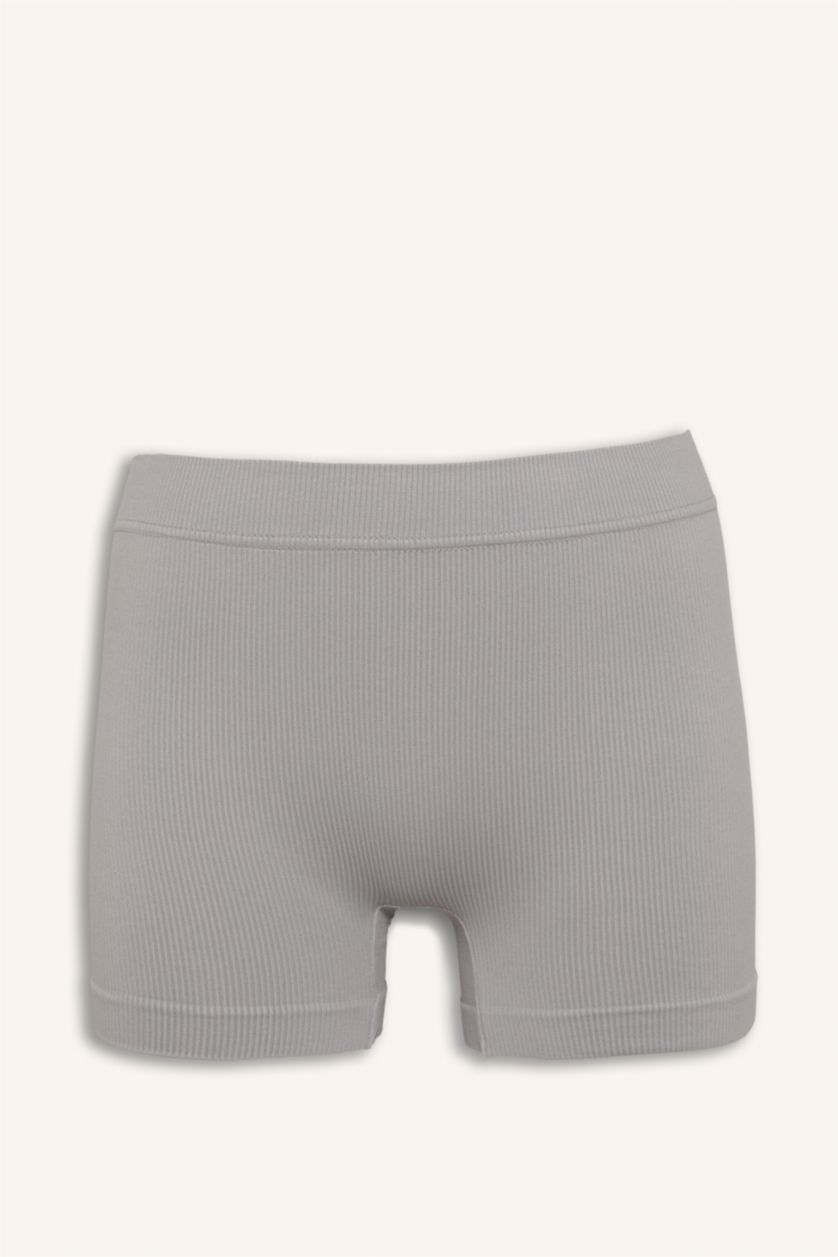 Kadın Gri Lastikli Bel Seamless Fitilli Boxer