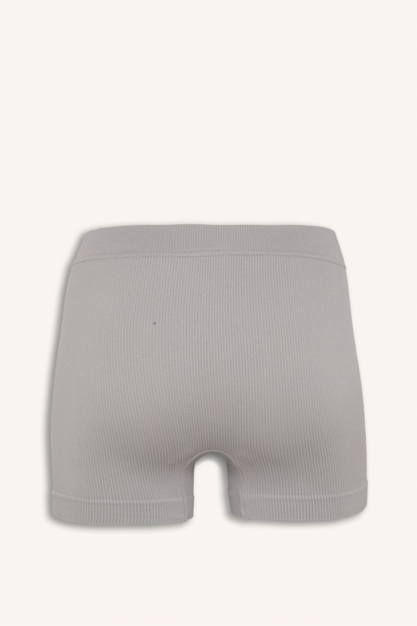 Kadın Gri Lastikli Bel Seamless Fitilli Boxer