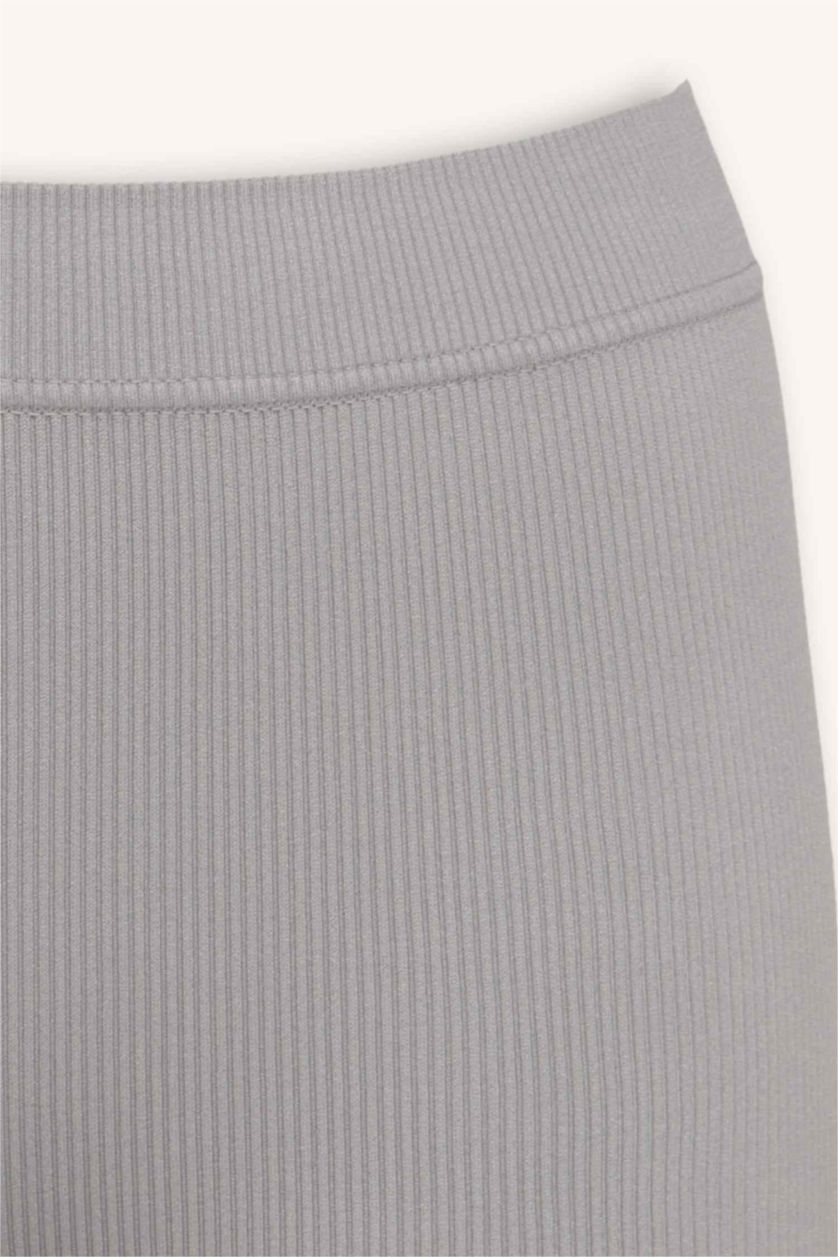 Kadın Gri Lastikli Bel Seamless Fitilli Boxer