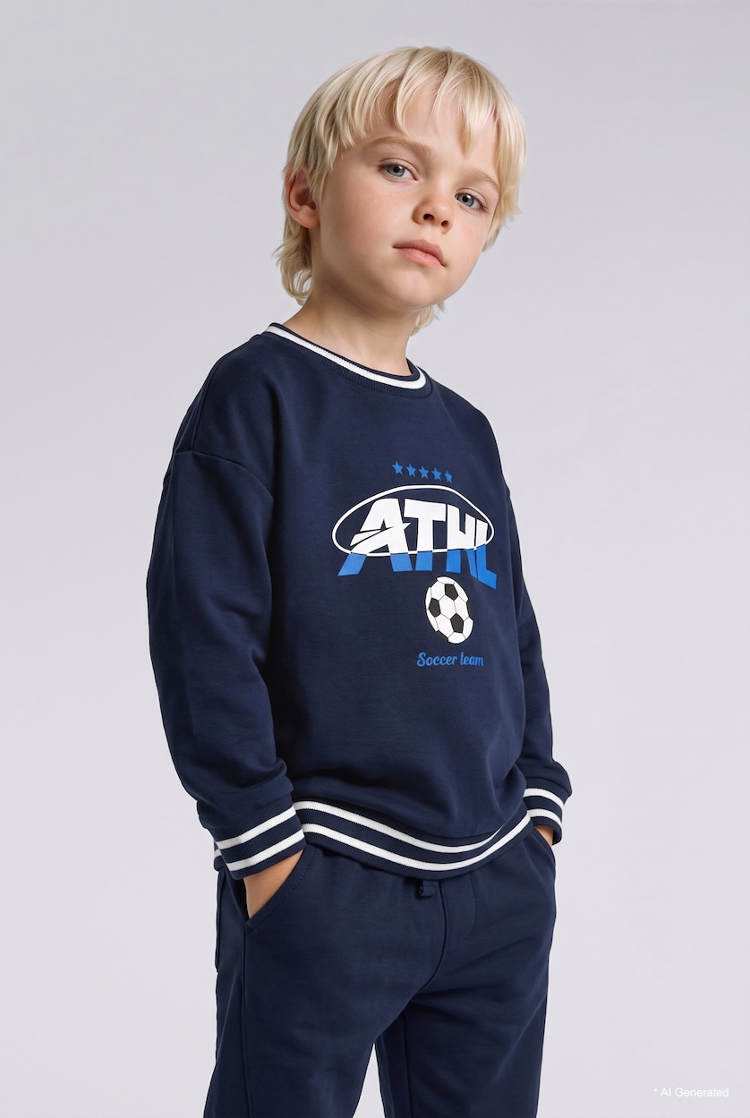 Baby Boys NAVY Oversize Fit Printed Sweatshirt
