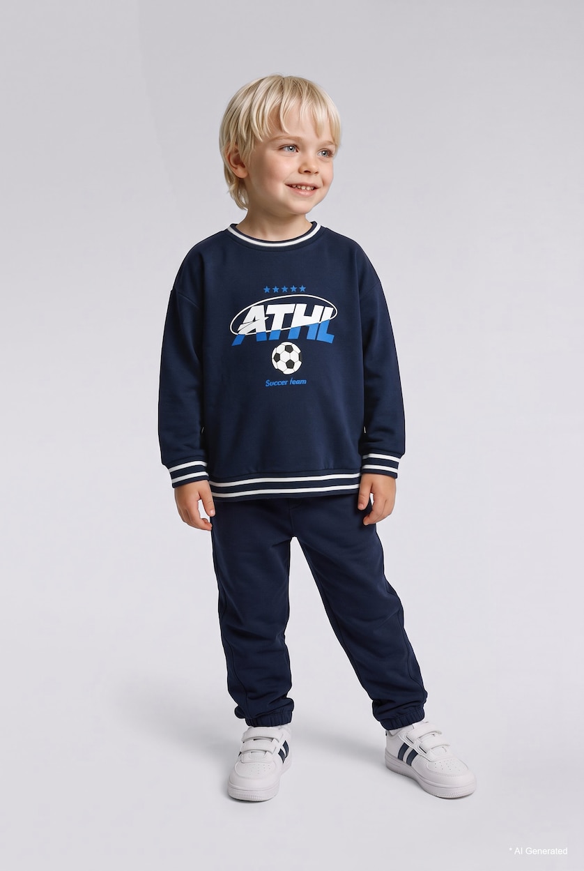 Baby Boys NAVY Oversize Fit Printed Sweatshirt