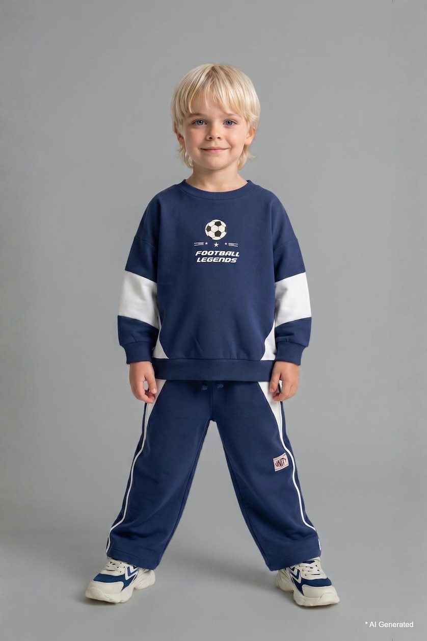 BÉBÉ GARÇON Bleu Ensemble En Tricot Tissu Sweat Fin BéBé Garçon