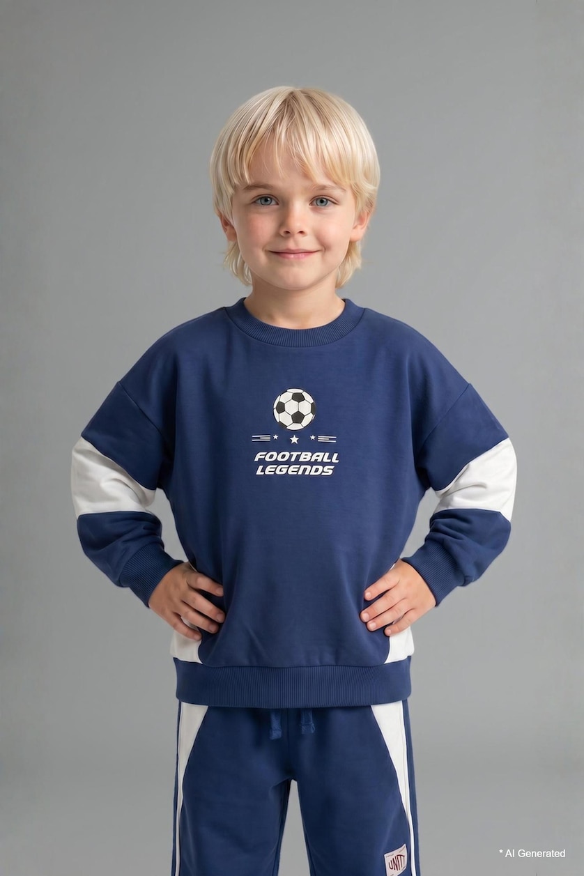 BÉBÉ GARÇON Bleu Ensemble En Tricot Tissu Sweat Fin BéBé Garçon