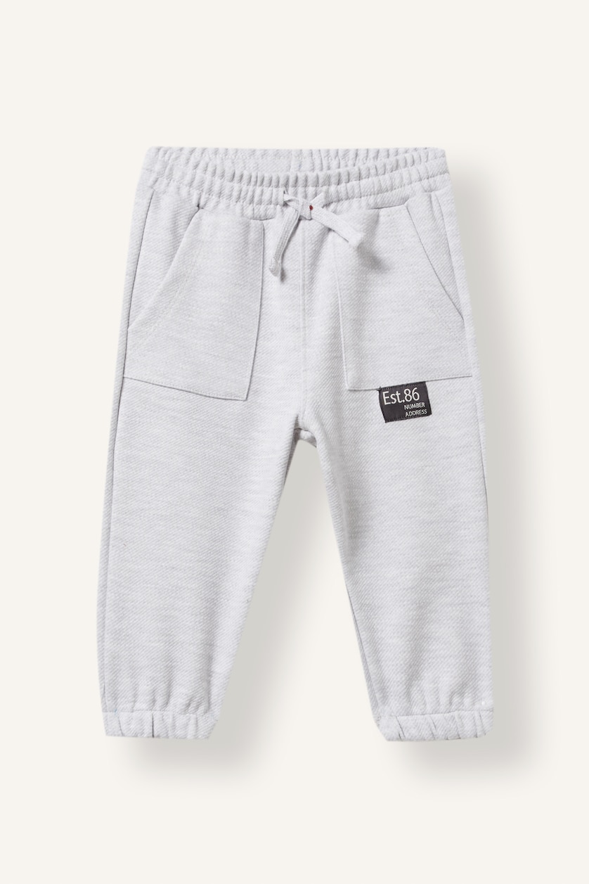 Erkek Bebek Optik Gri Melanj Cepli Jogger Eşofman Altı Erkek Bebek