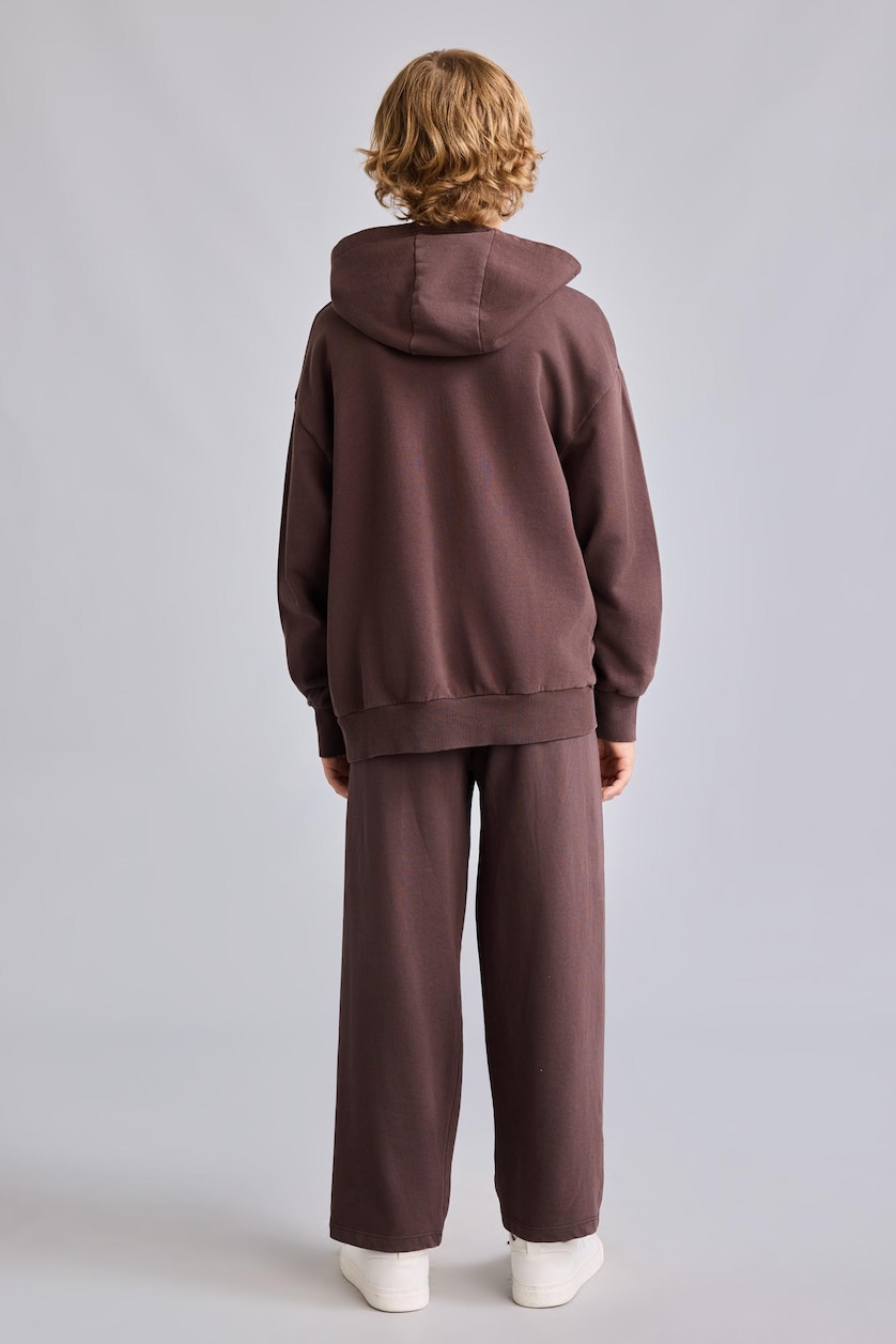 Boys & Teens Light Brown Oversize Fit Hooded Cardigan Printed