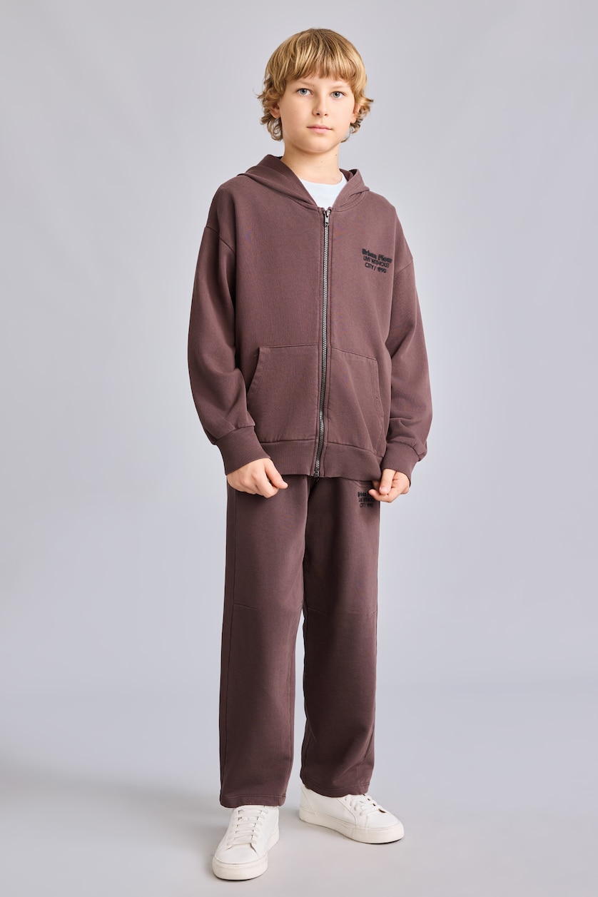 Young Boys - Teen Boys Light Brown Slogan Pattern Trousers