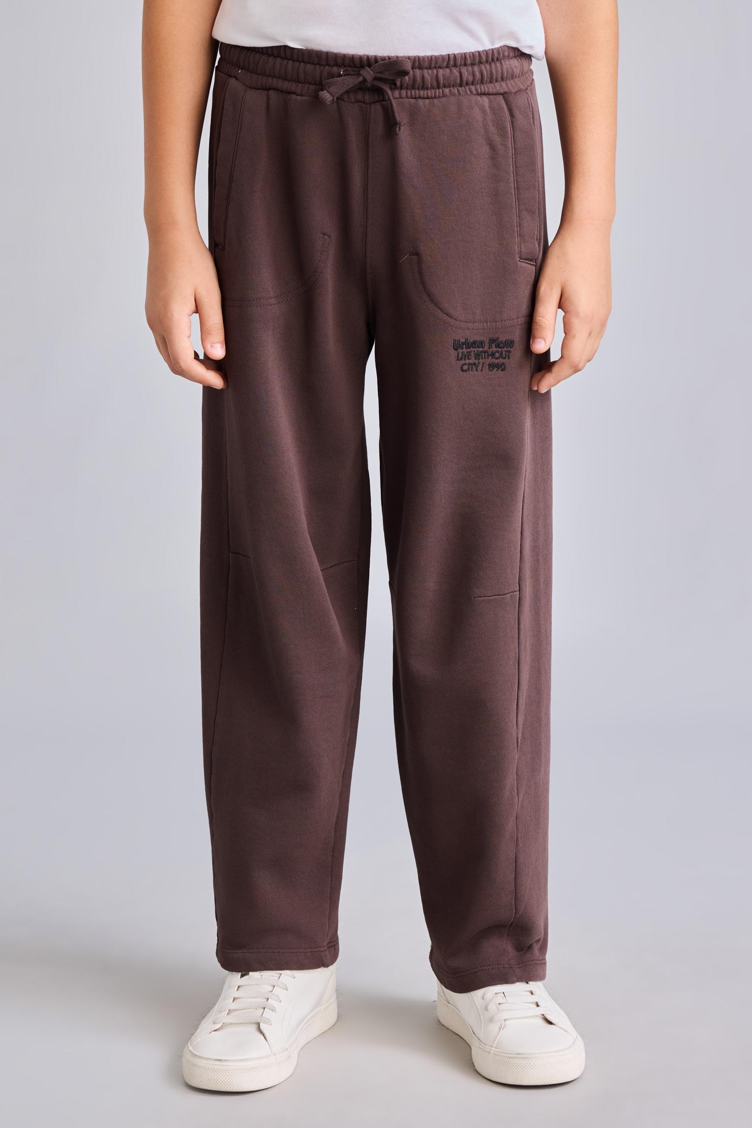 Boys & Teens Light Brown Slogan Pattern Trousers