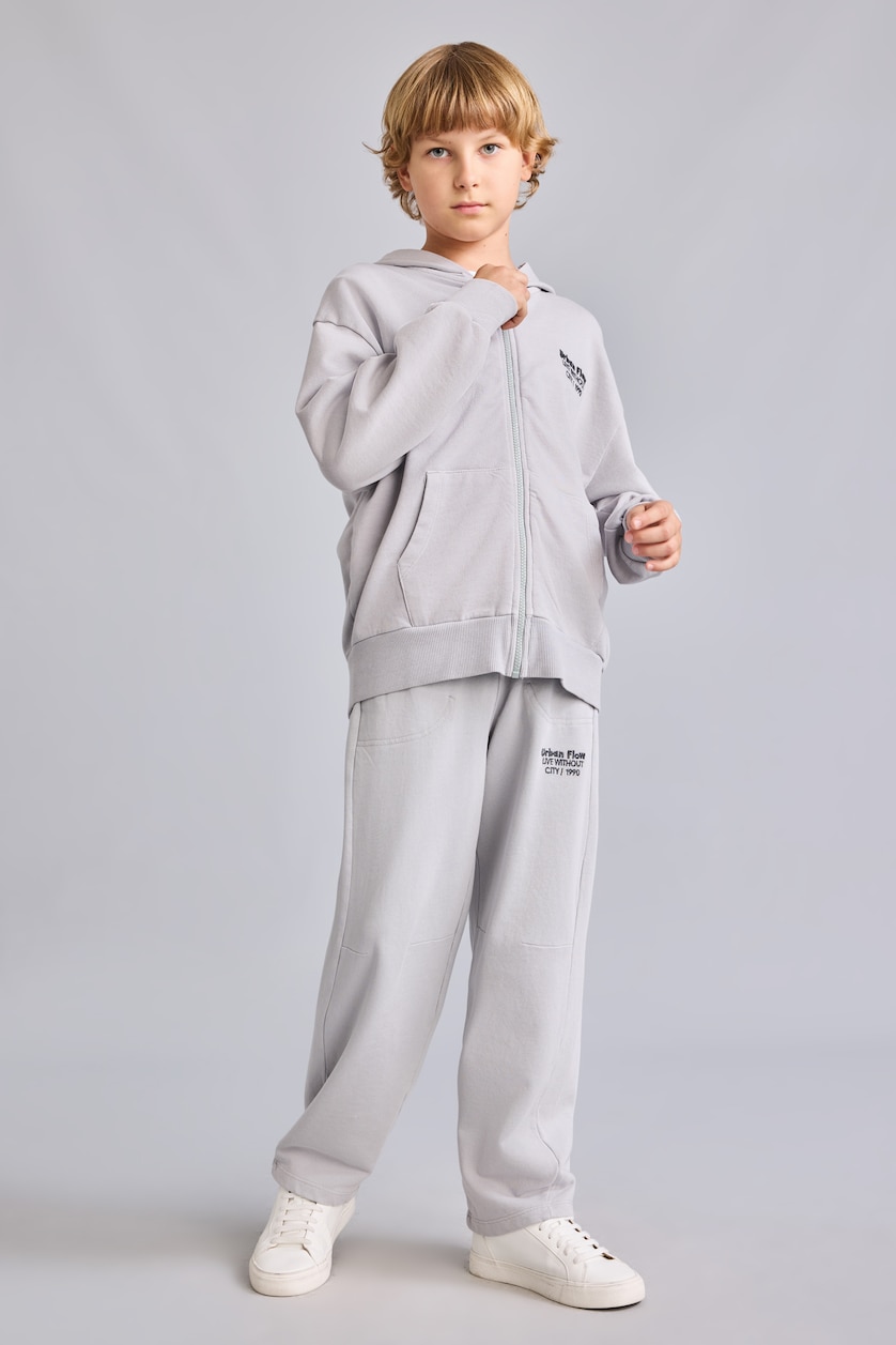 Young Boys - Teen Boys Light Grey Slogan Pattern Trousers