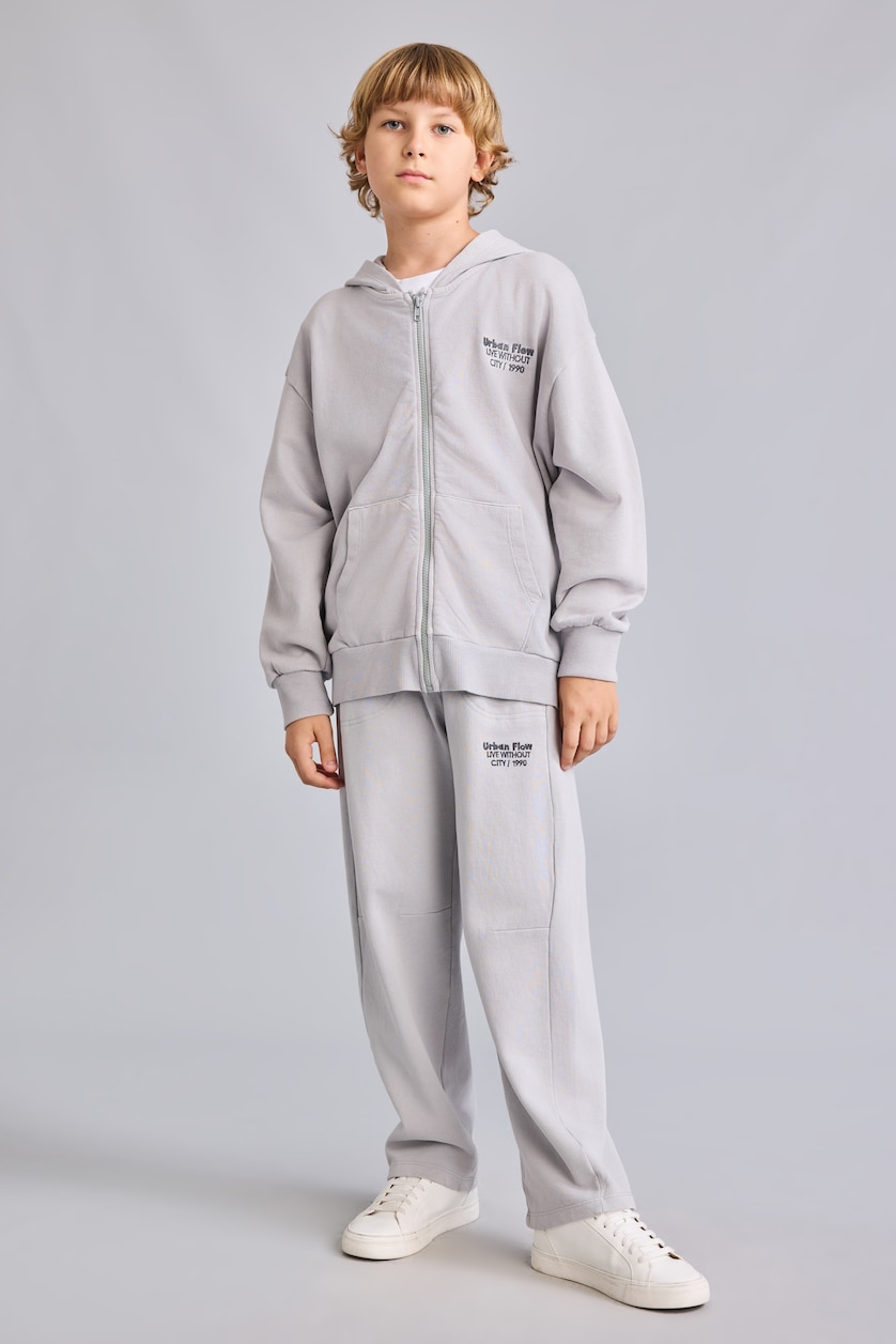 Young Boys - Teen Boys Light Grey Slogan Pattern Trousers