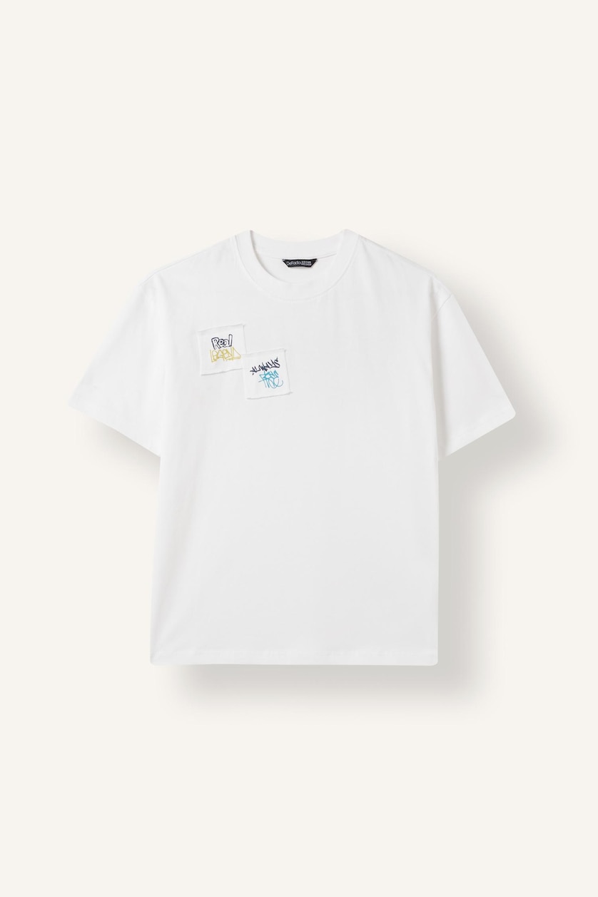 Erkek Çocuk - Genç Erkek Beyaz %100 Pamuk Oversize Sırt Baskılı Baskılı Tişört Erkek Çocuk