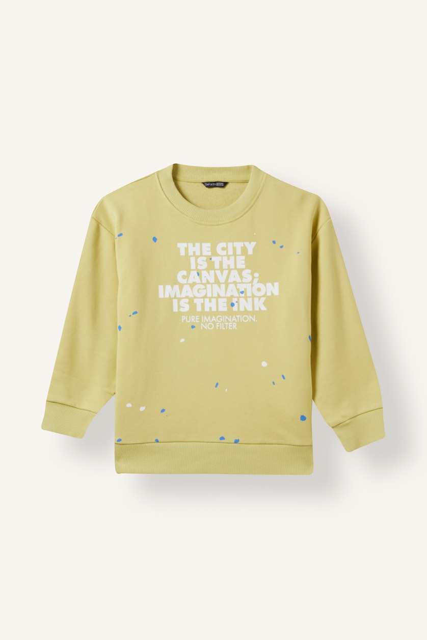 BOYS & TEENS Light Green Boy Warm Crew Neck Effect Print Sweatshirt