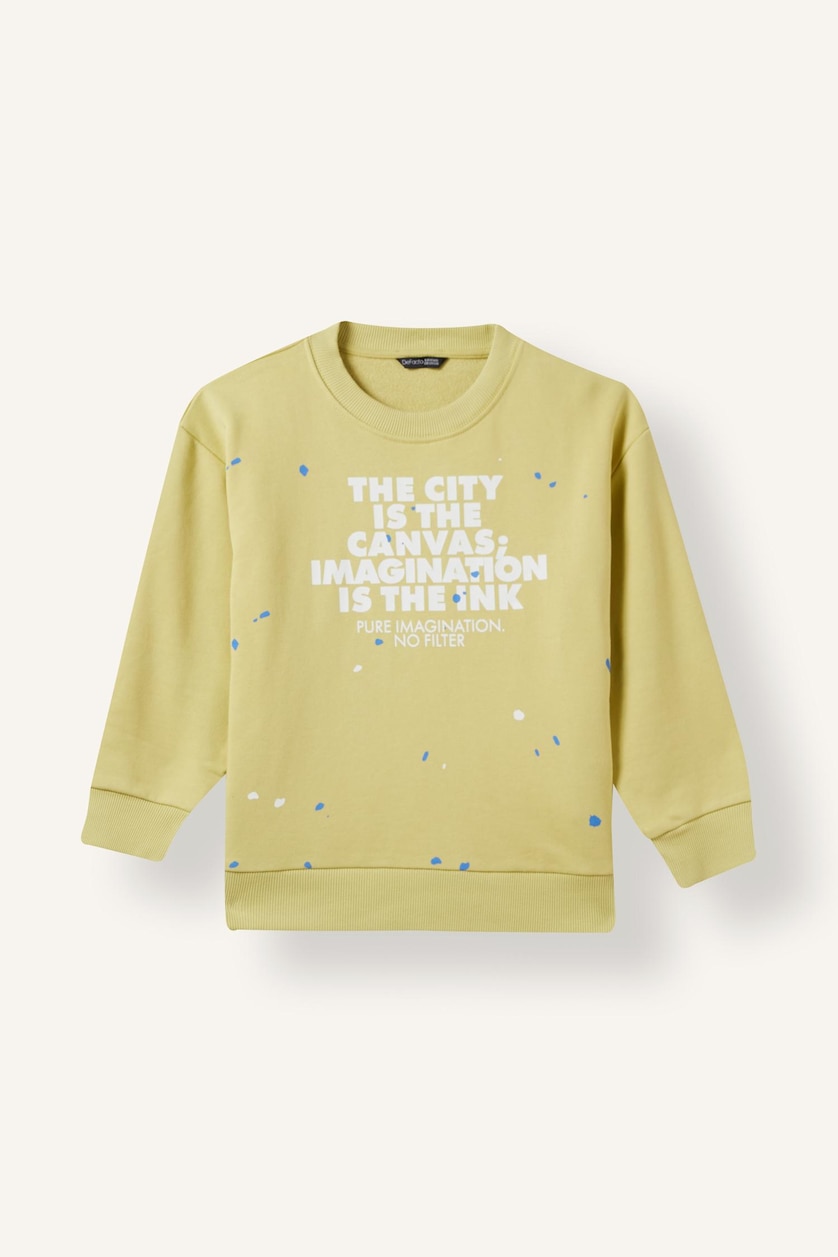 BOYS & TEENS Light Green Boy Warm Crew Neck Effect Print Sweatshirt