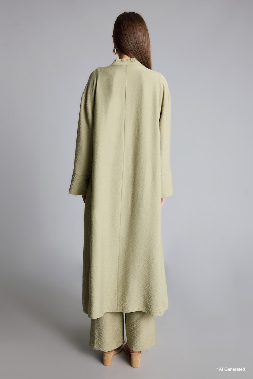 WOMAN Light Khaki Girl Regular Fit Khaki Dropped Shoulder Kimono