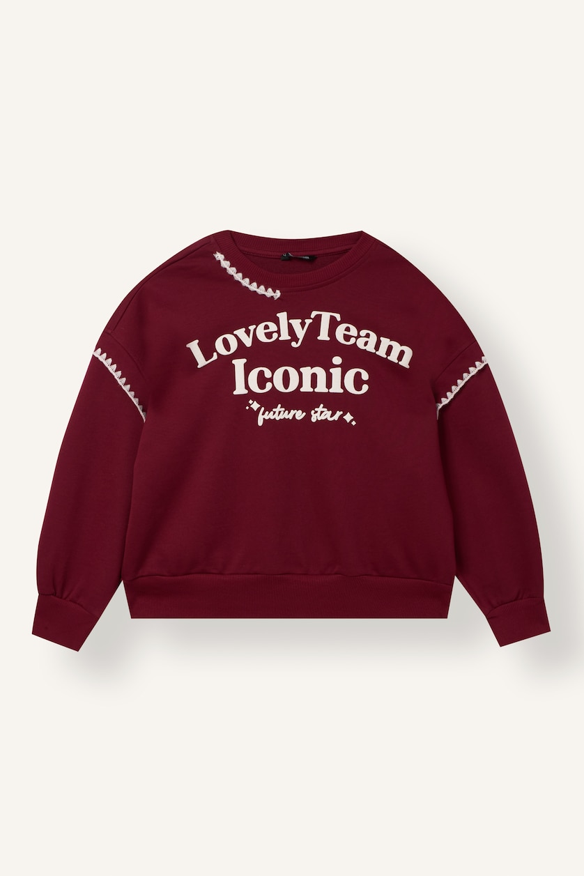 GIRLS & TEENS Bordeaux Girl Relax Fit Crew Neck Printed Sweatshirt