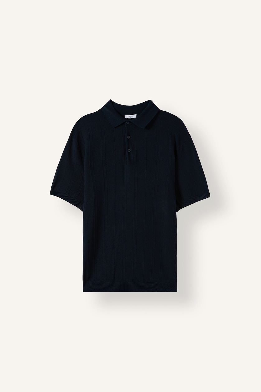 Erkek Lacivert Standart Fit Düğmeli Basic Polo Tişört