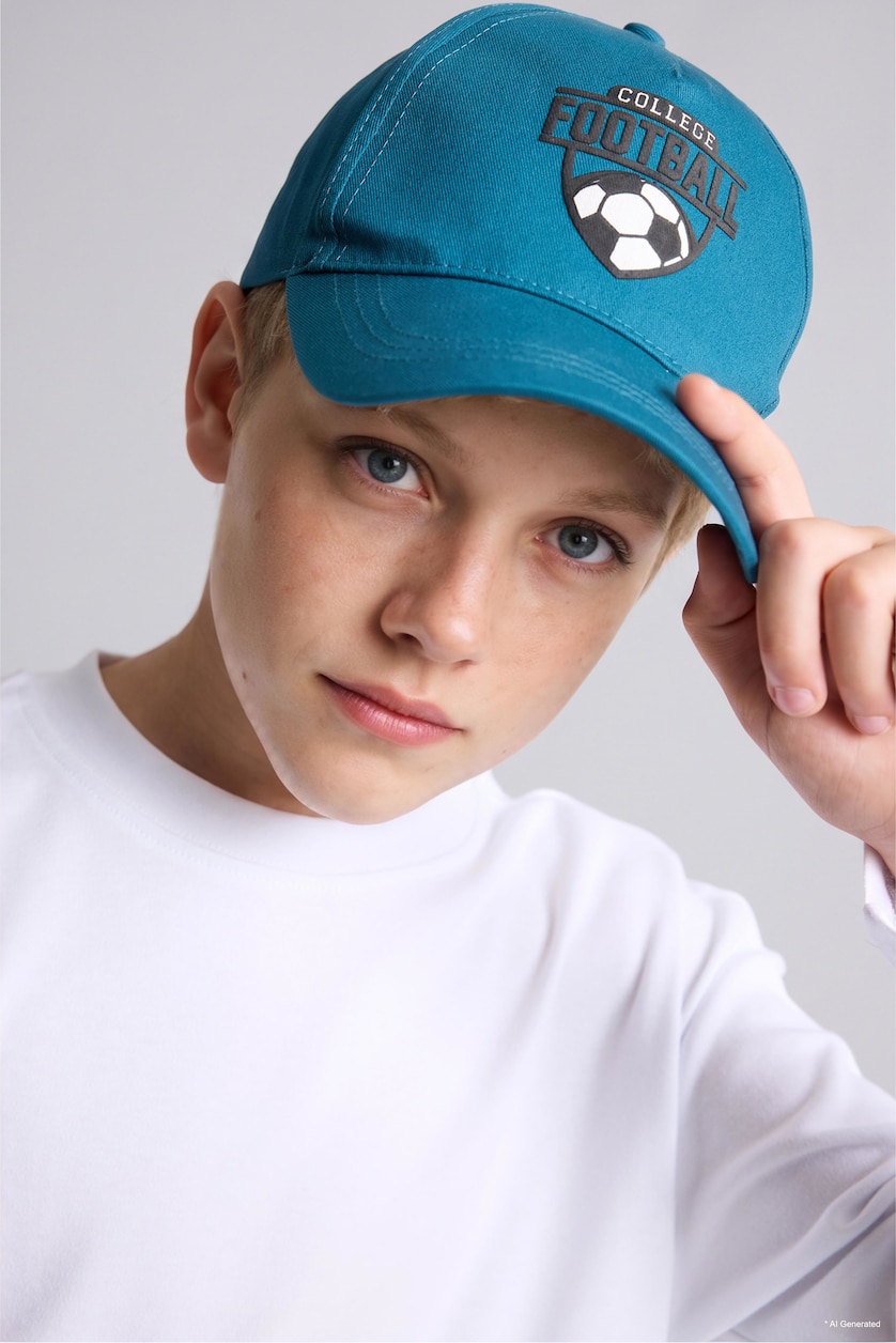 Boys & Teens Green Boy Cotton Sports Print Cap