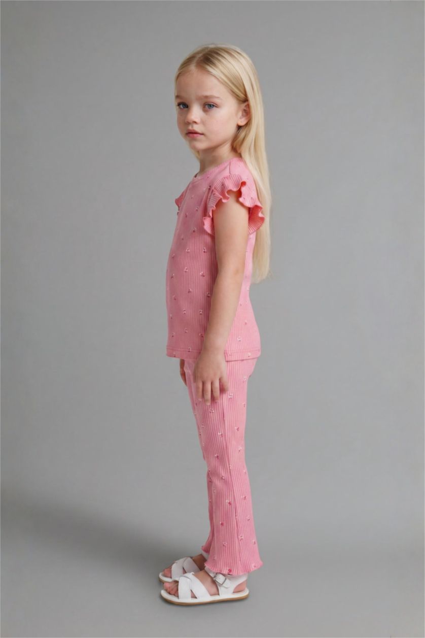 Baby Girls Coral 2 piece Regular Fit Crew Neck Floral Set