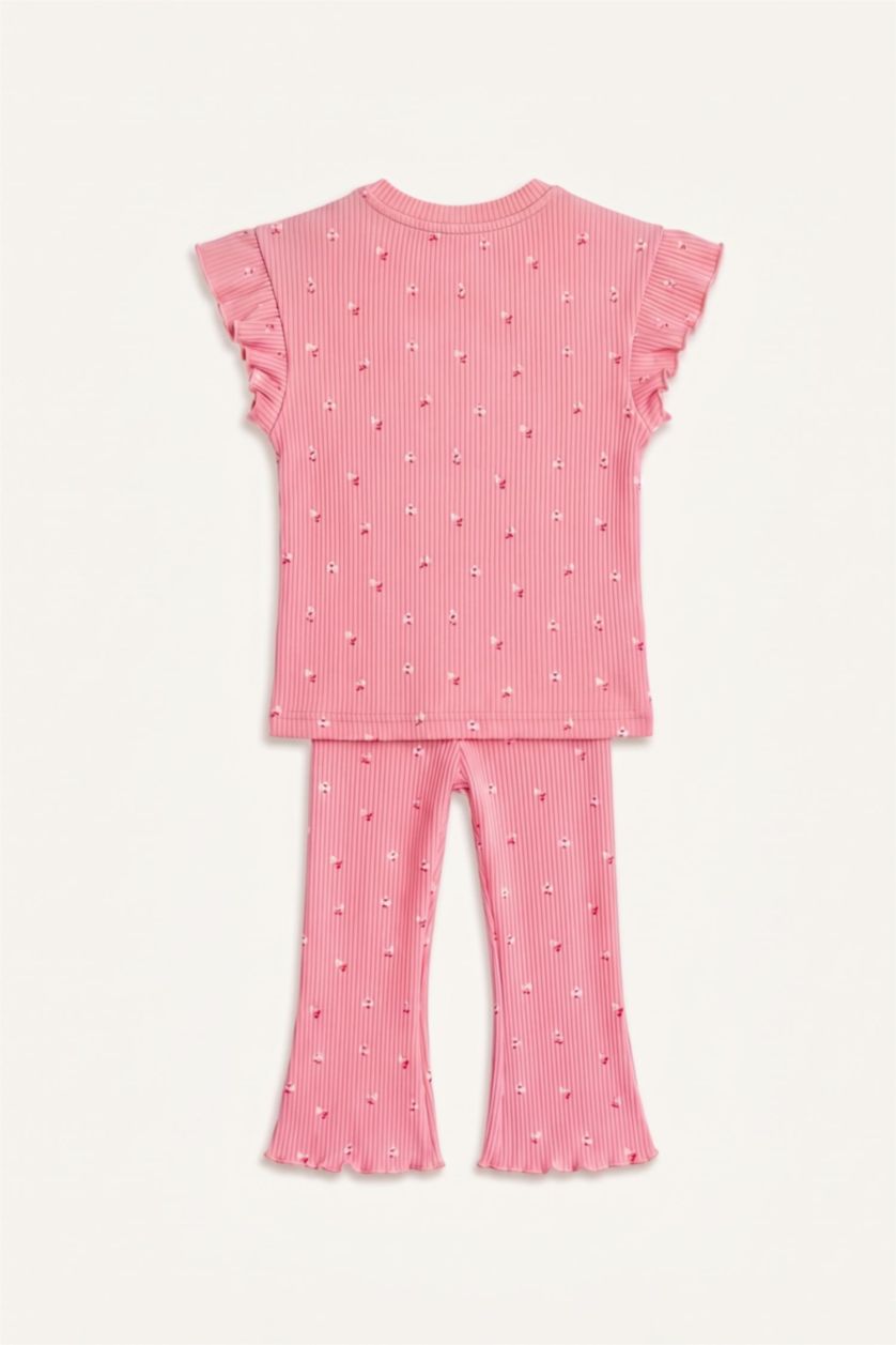 Baby Girls Coral 2 piece Regular Fit Crew Neck Floral Set