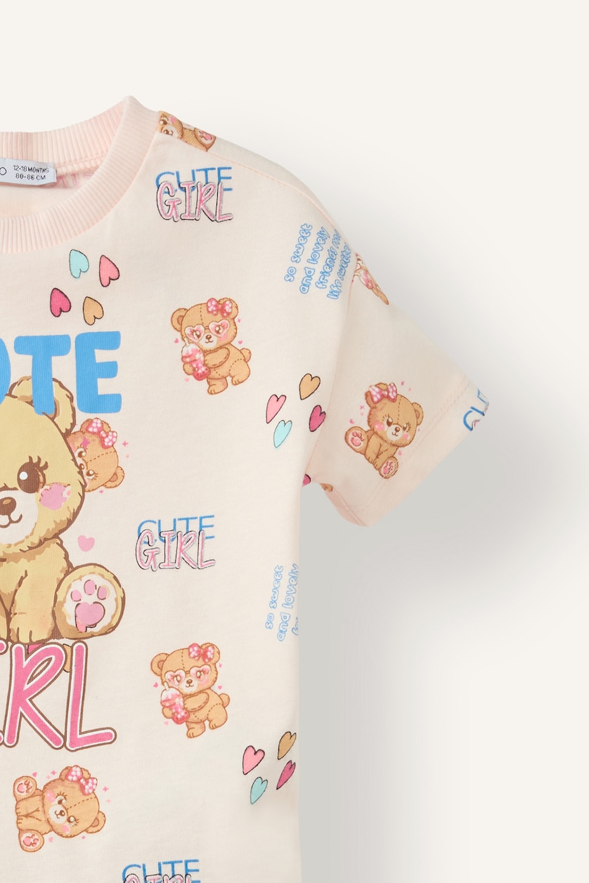 Baby Girls Light Pink 2 piece Regular Fit Crew Neck Set