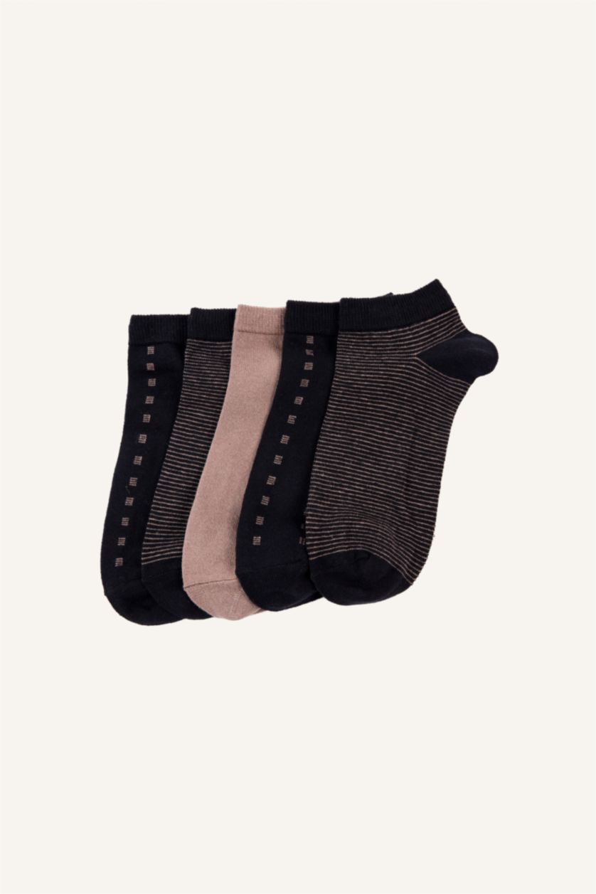 Men Black 5 Piece Cotton Short Socks